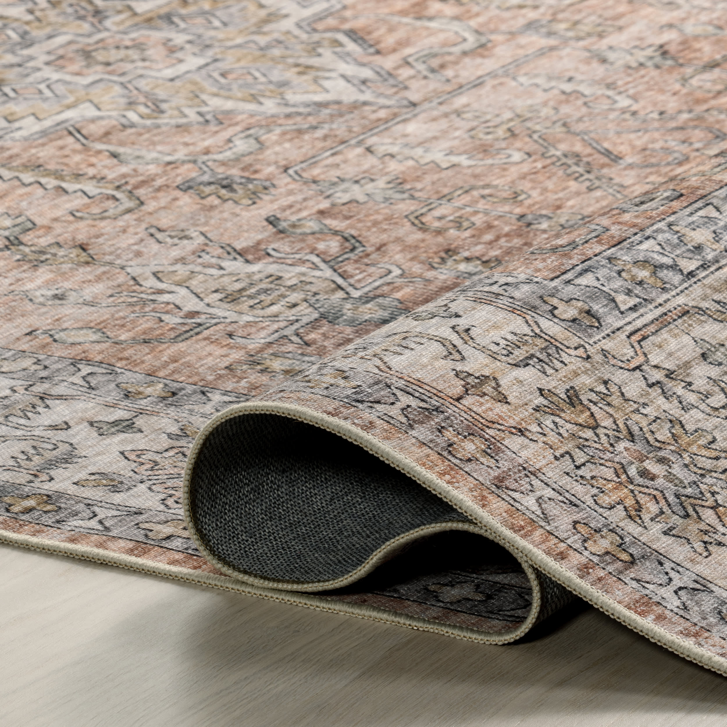 Yvette Spill Proof Washable Rug | Rust - Image 8