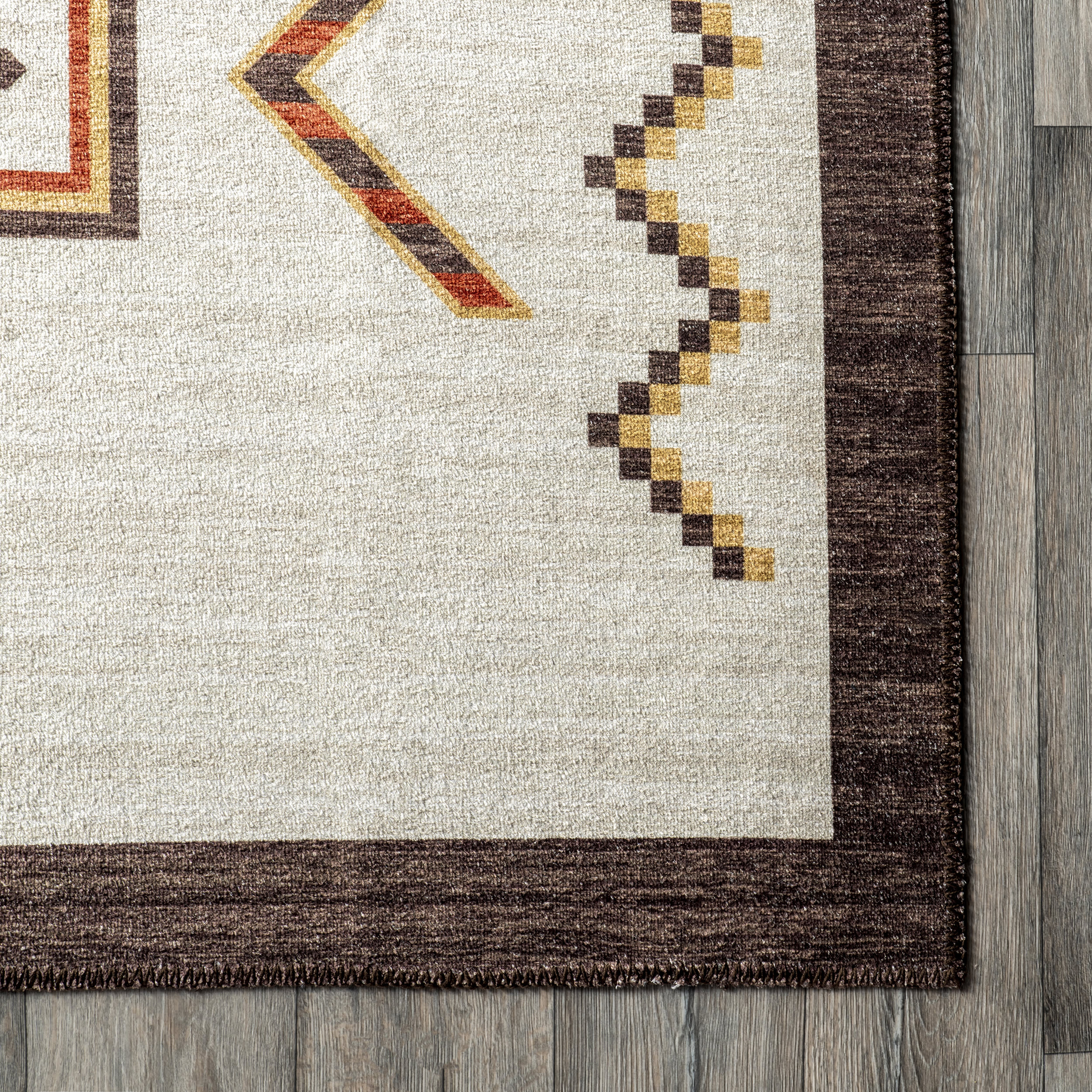 Zahaira Washable Aztec Rug | Ivory - Image 3