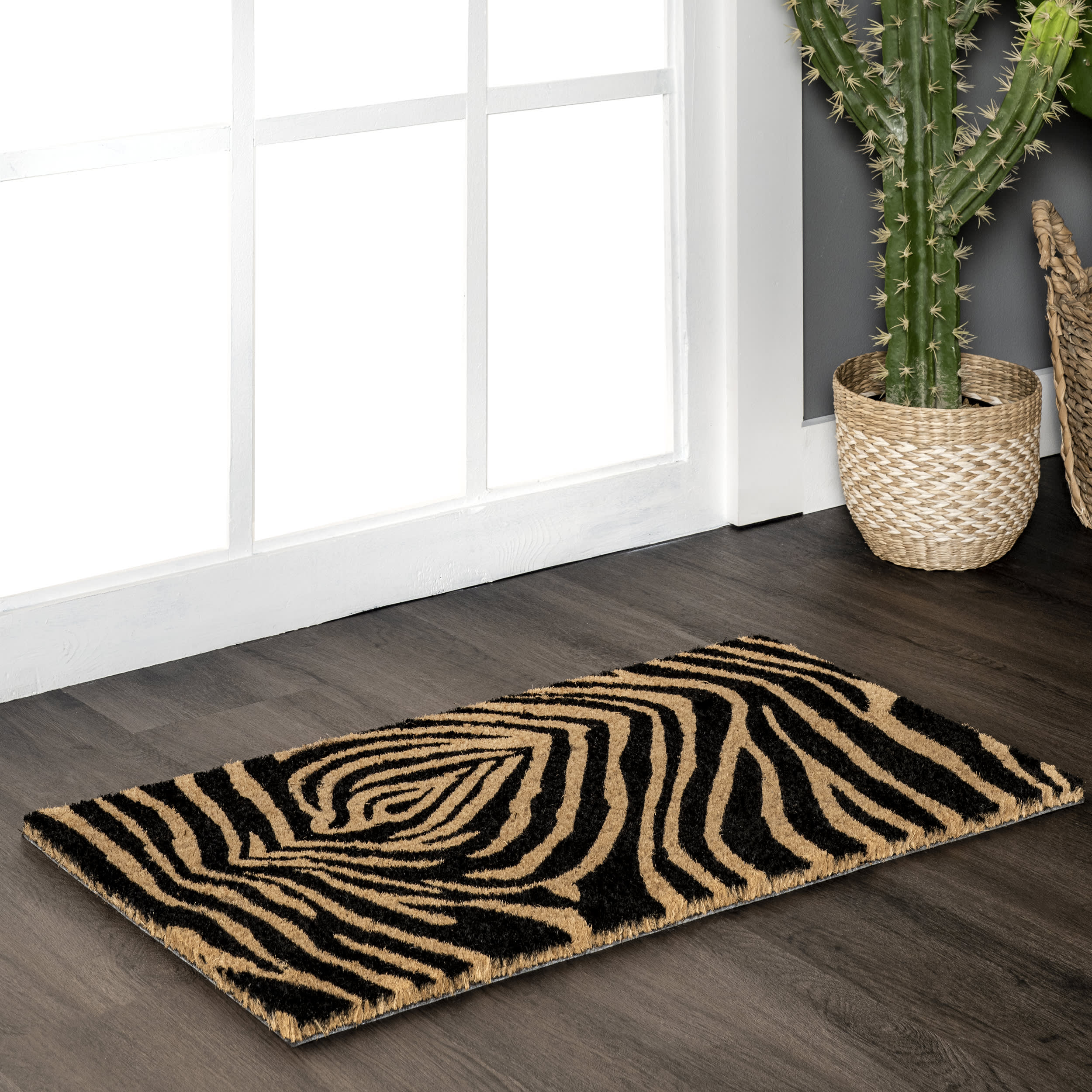 Zebra Striped Coir Doormat | Natural - Image 2