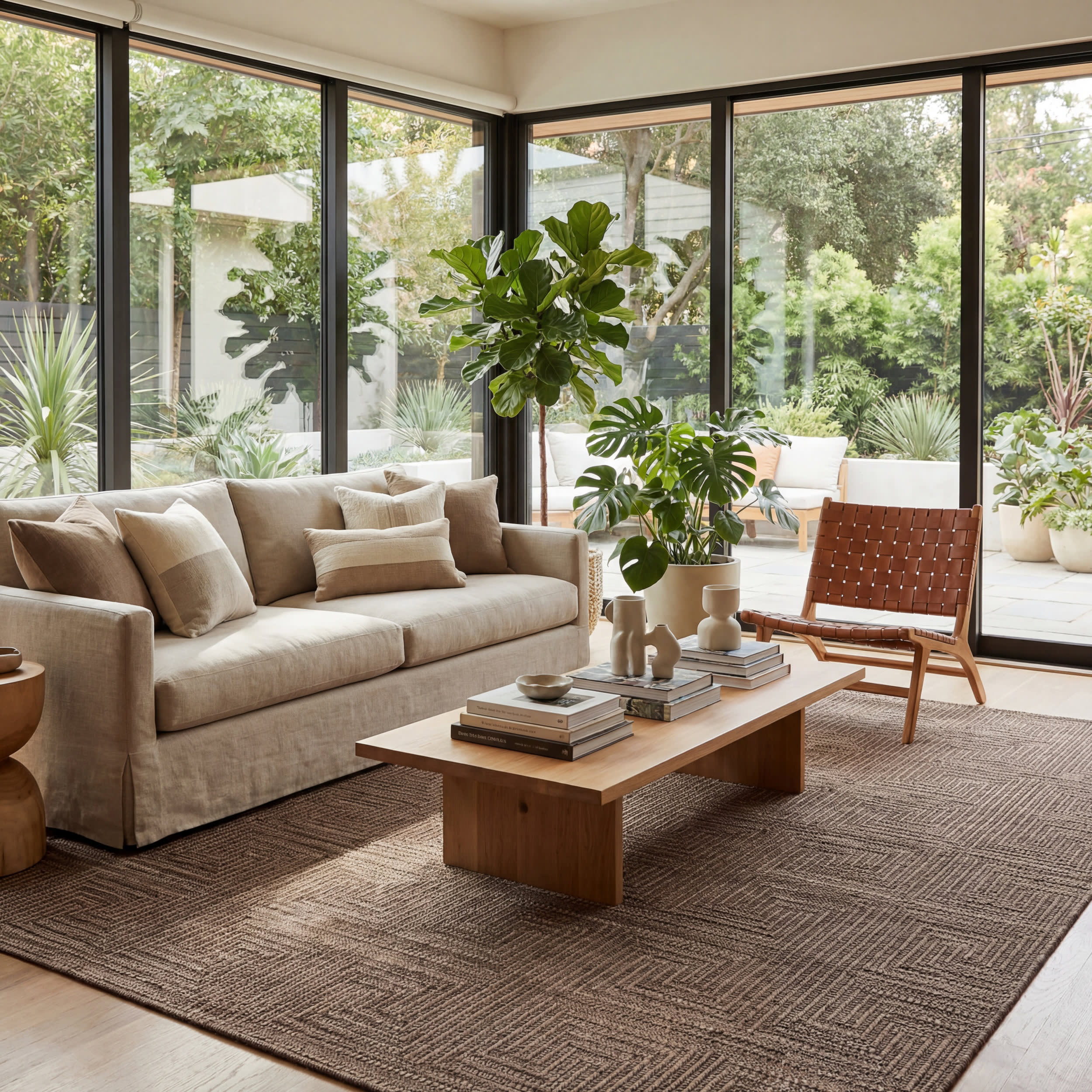 Zelai Modern Geometric Indoor/Outdoor Rug | Brown - Image 10