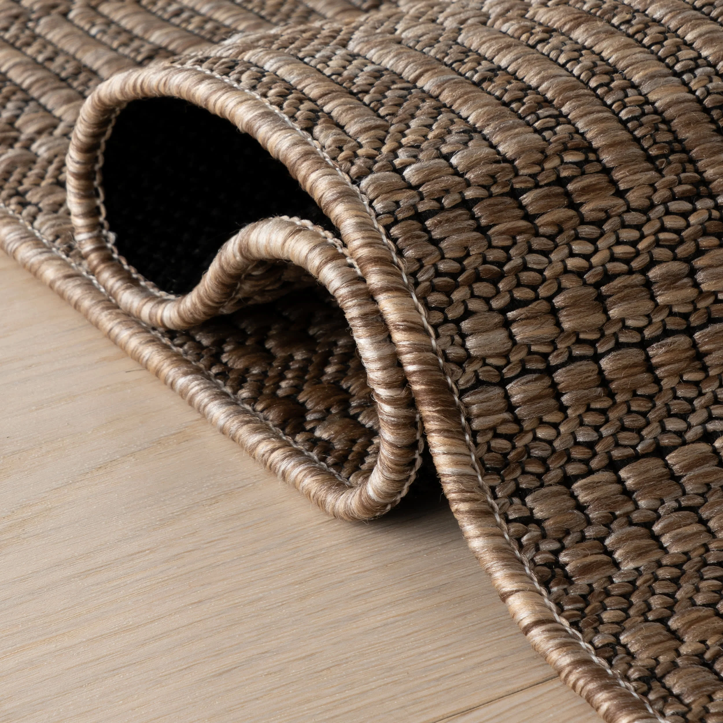 Zelai Modern Geometric Indoor/Outdoor Rug | Brown - Image 11