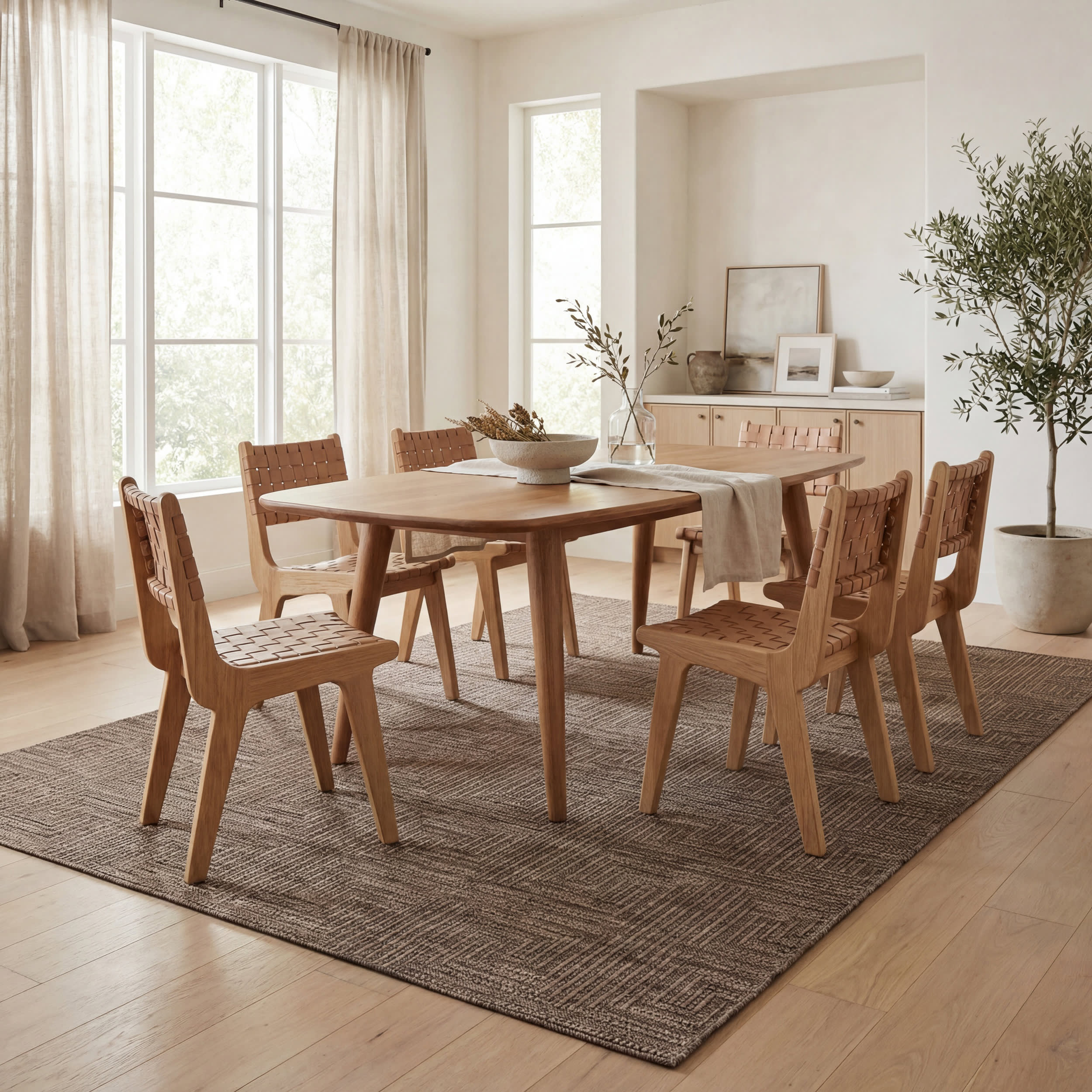 Zelai Modern Geometric Indoor/Outdoor Rug | Brown - Image 7