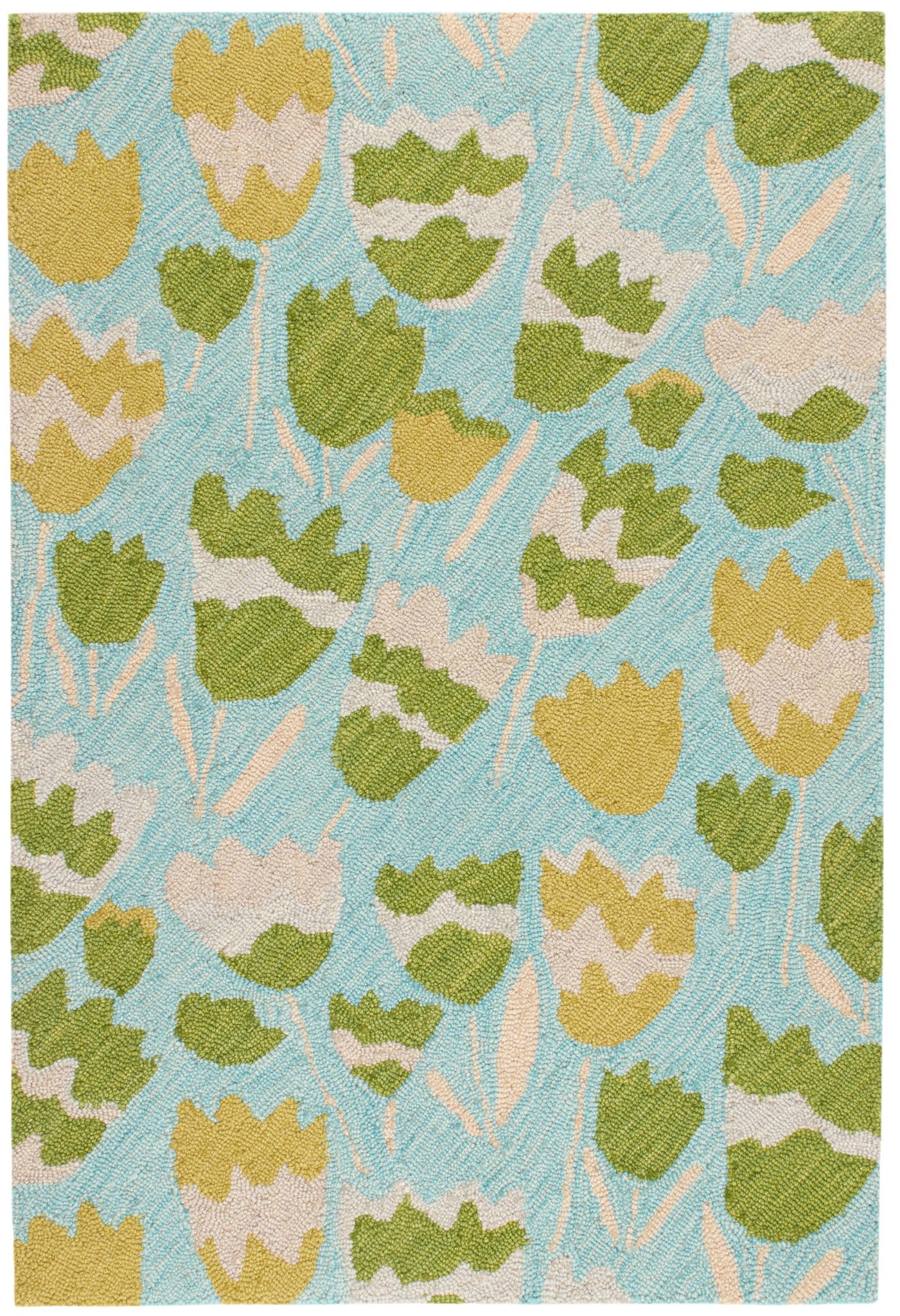 Zelie Hand Micro Hooked Wool Rug | Aqua