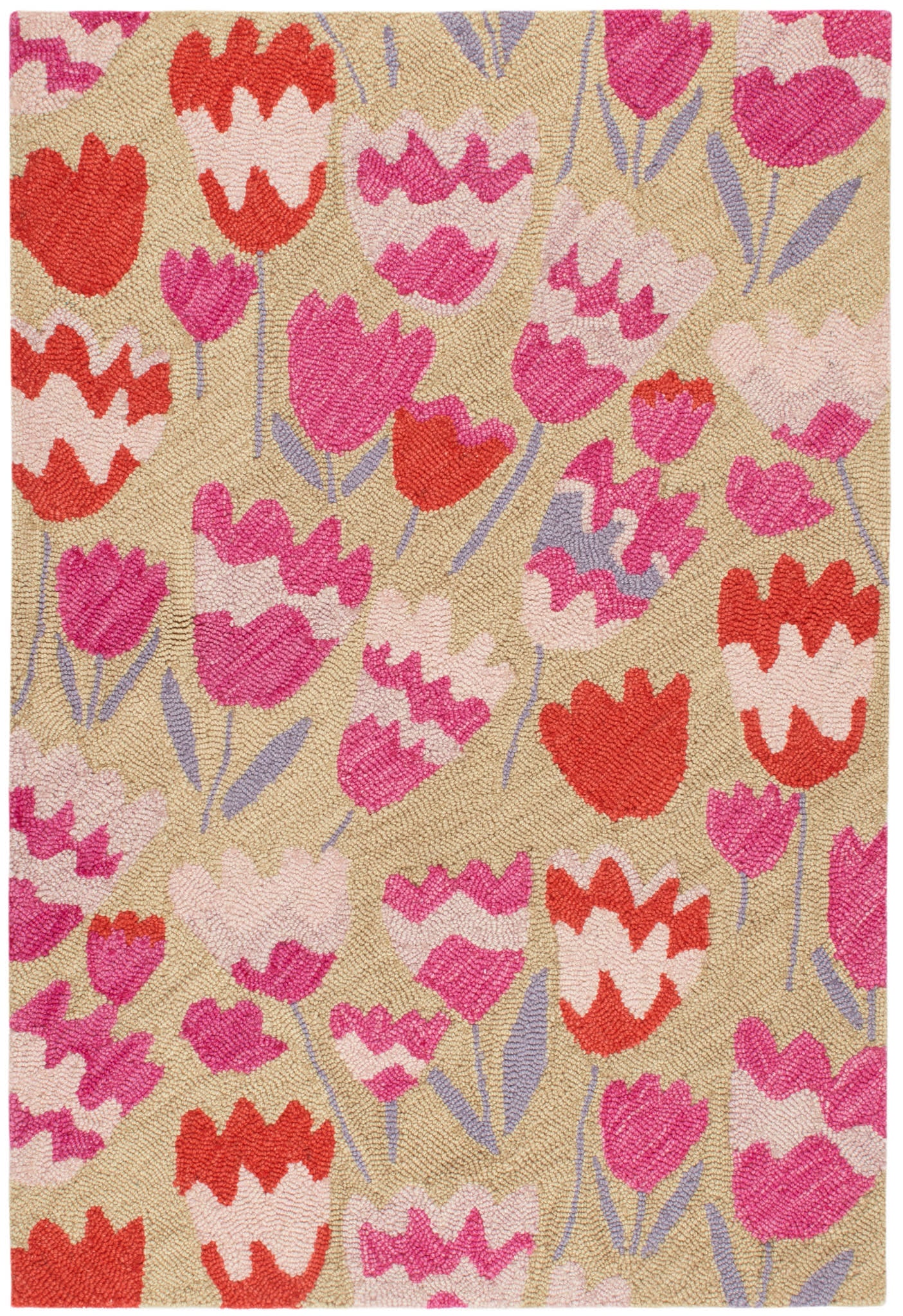 Zelie Hand Micro Hooked Wool Rug | Fuchsia