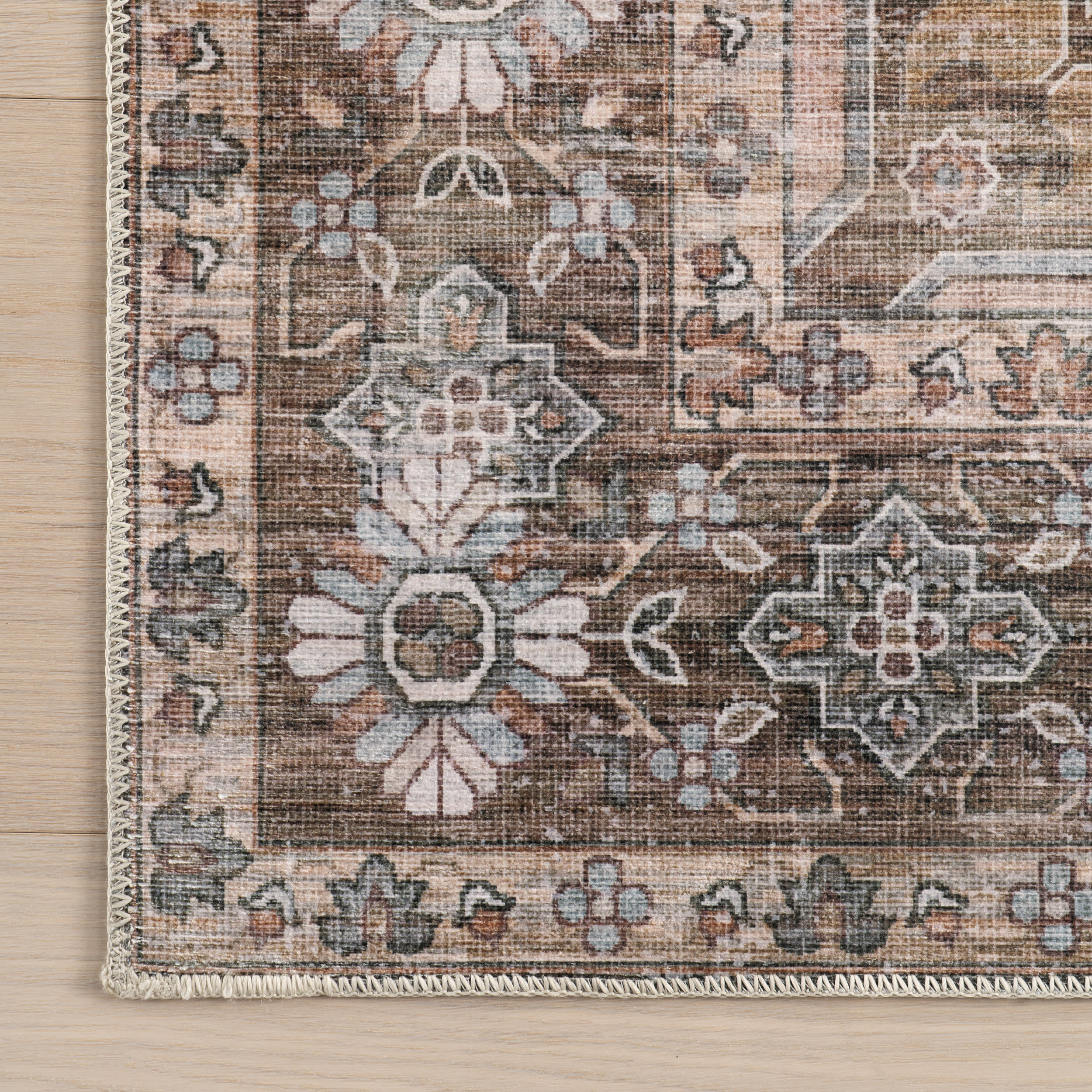 Zella Spill Proof Washable Vintage Rug | Light Brown - Image 4