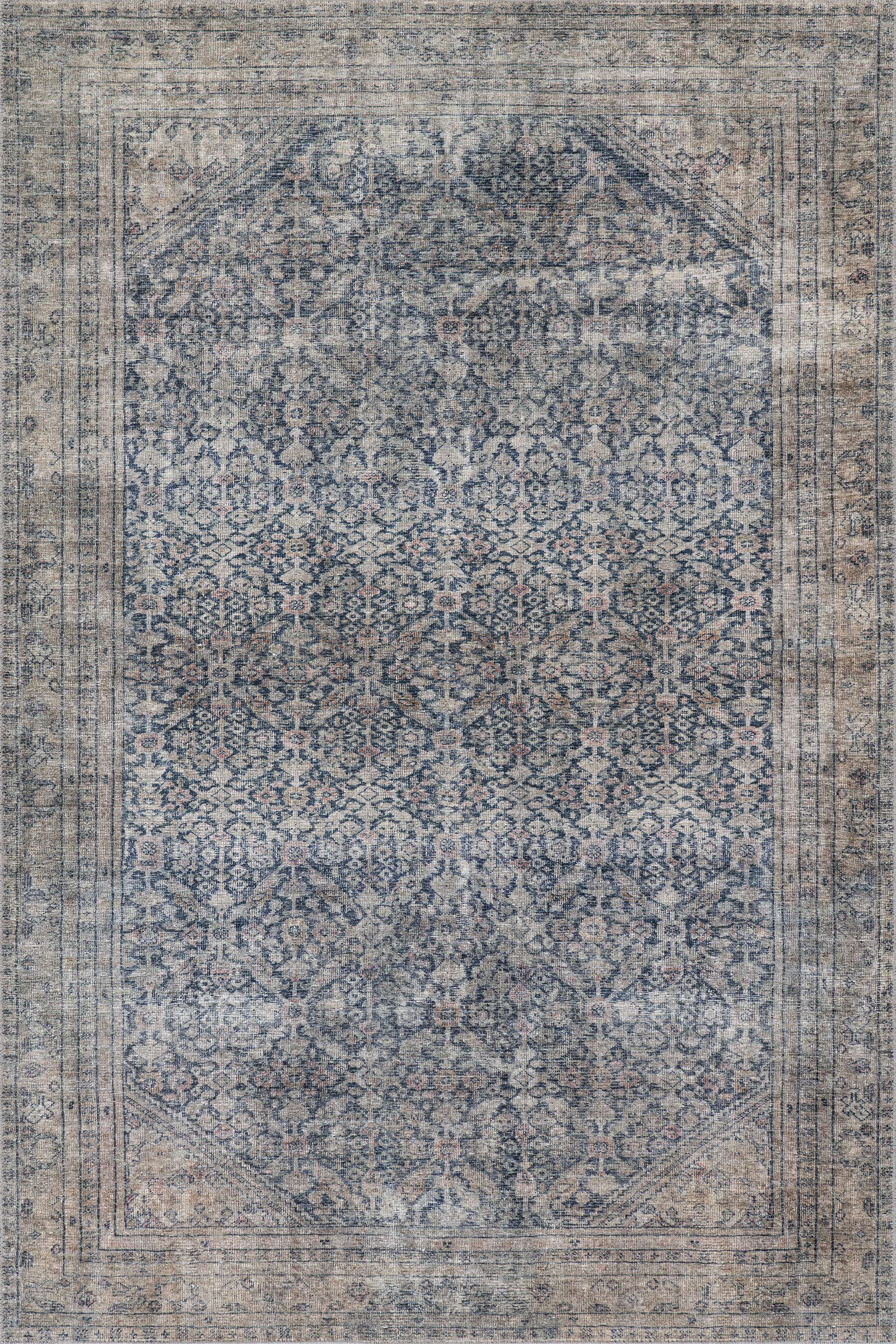 Zella Vintage & Distressed Washable Rug | Blue