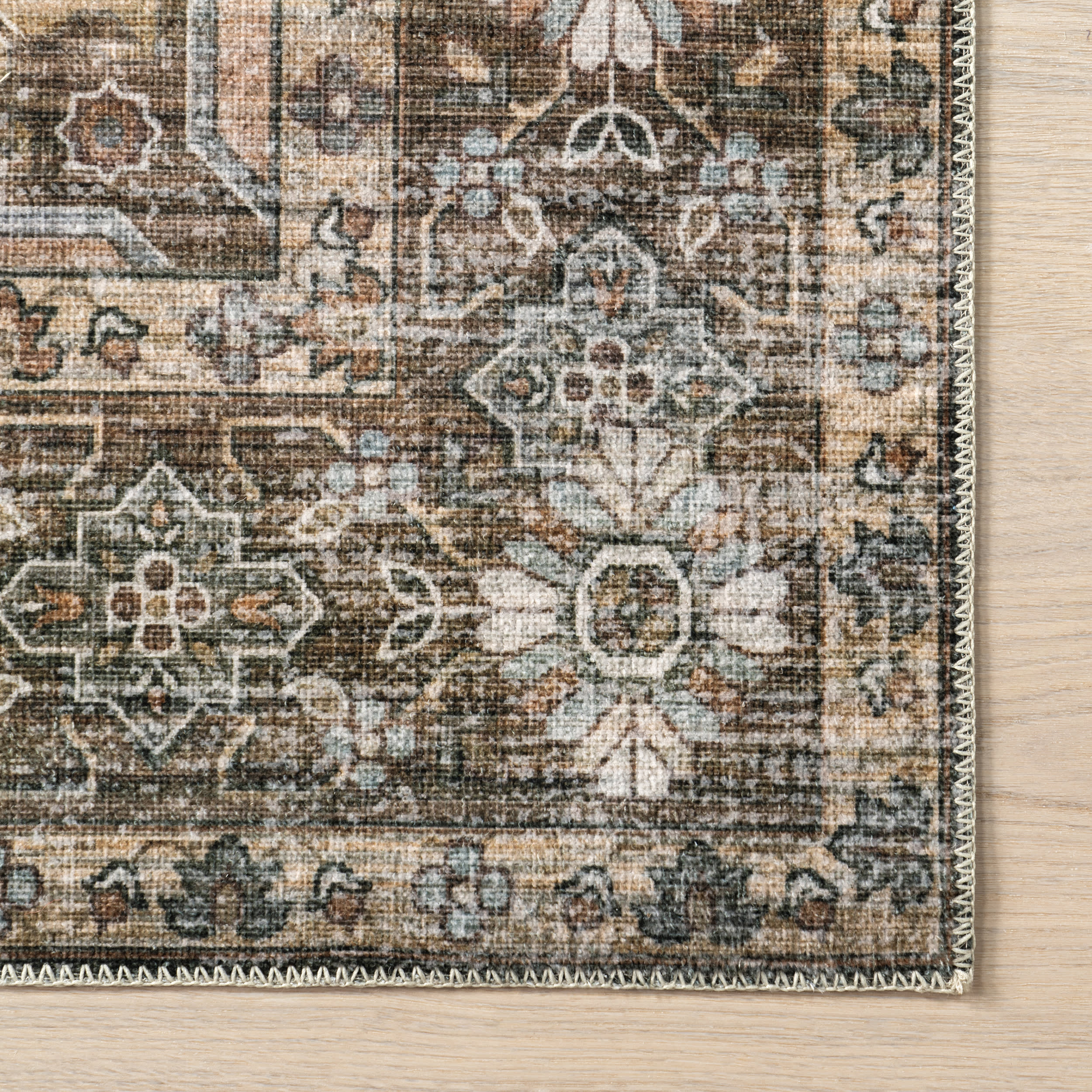 Zella Washable Vintage Rug | Light Brown - Image 3