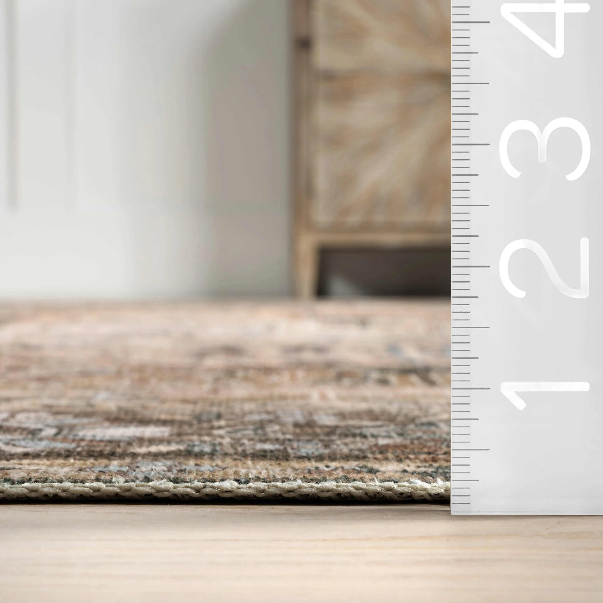 Zella Washable Vintage Rug | Light Brown - Image 5