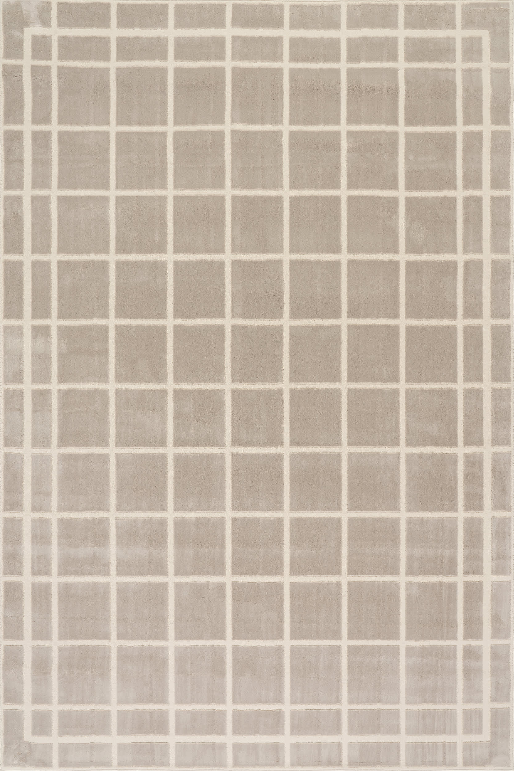 Zephyra Checkered Plush Textured Washable Rug | Cream/Grey