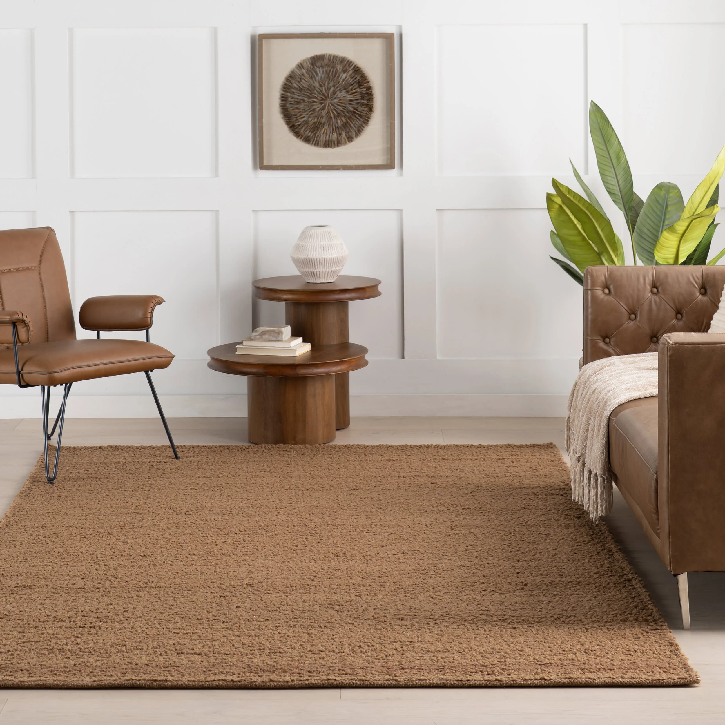 Zeva Textured Flatweave Shag Rug | Rust - Image 5