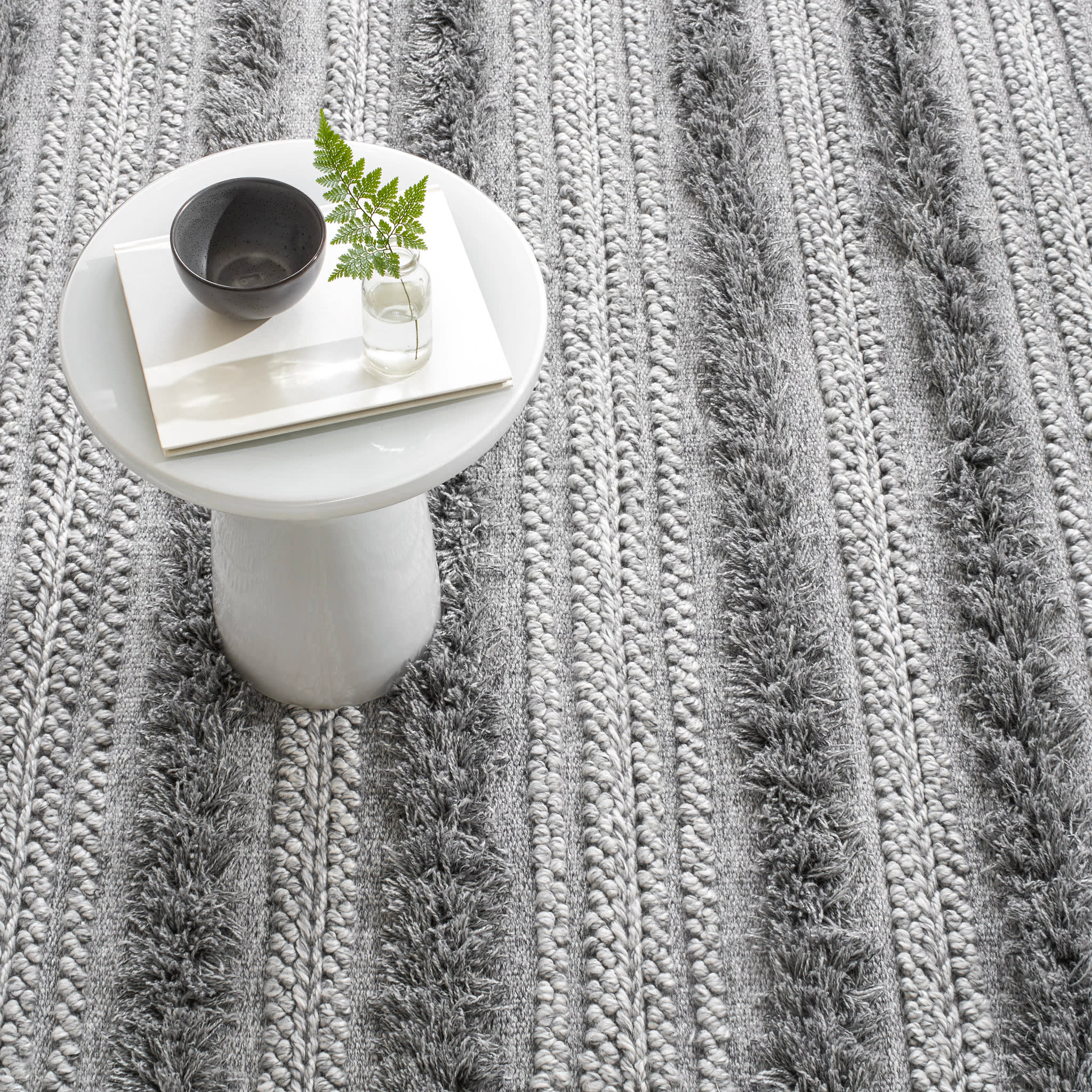 Zhara Stripe Handwoven Performance Rug | Grey - Image 4