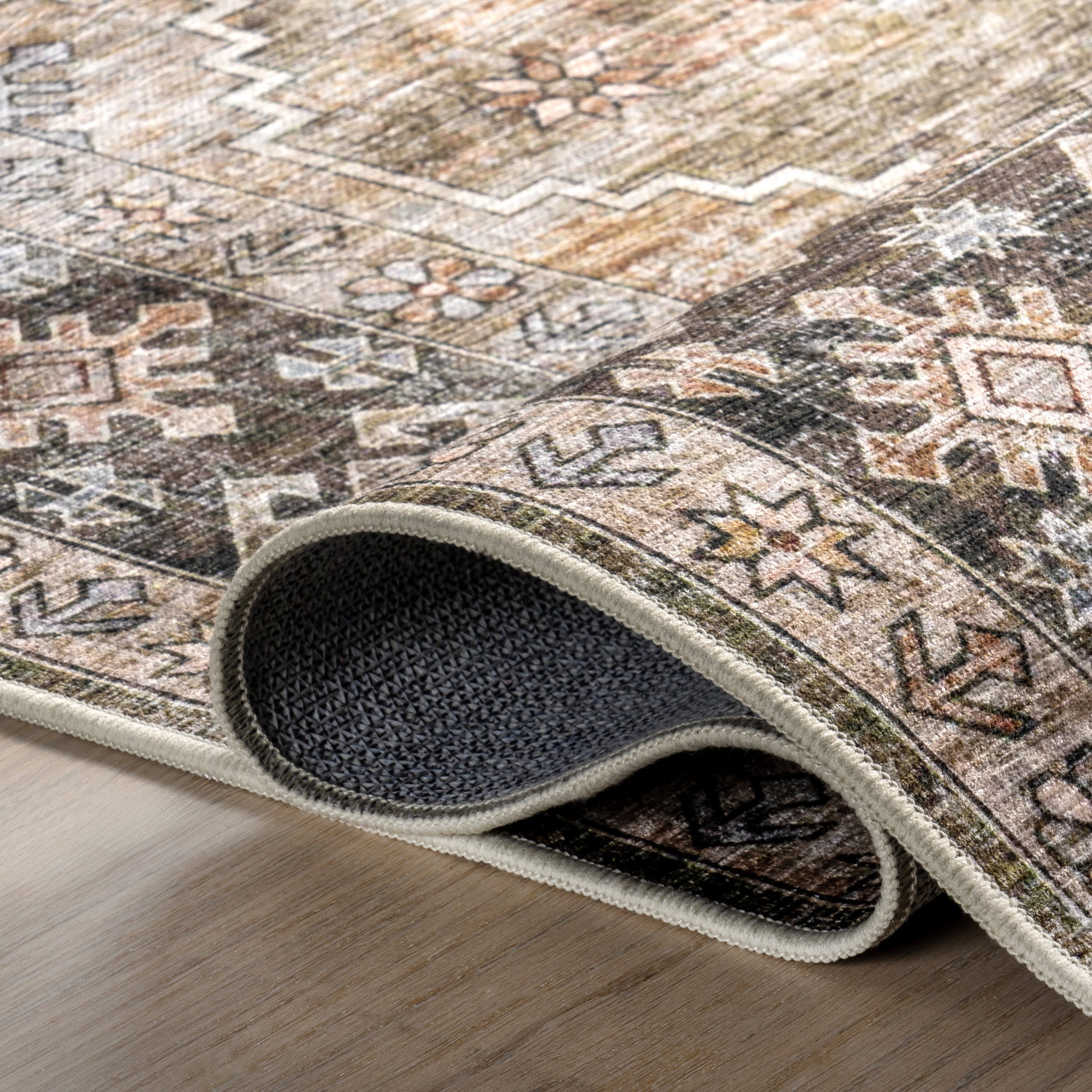 Zhuri Medallion Spill Proof Washable Rug | Sage Green - Image 9