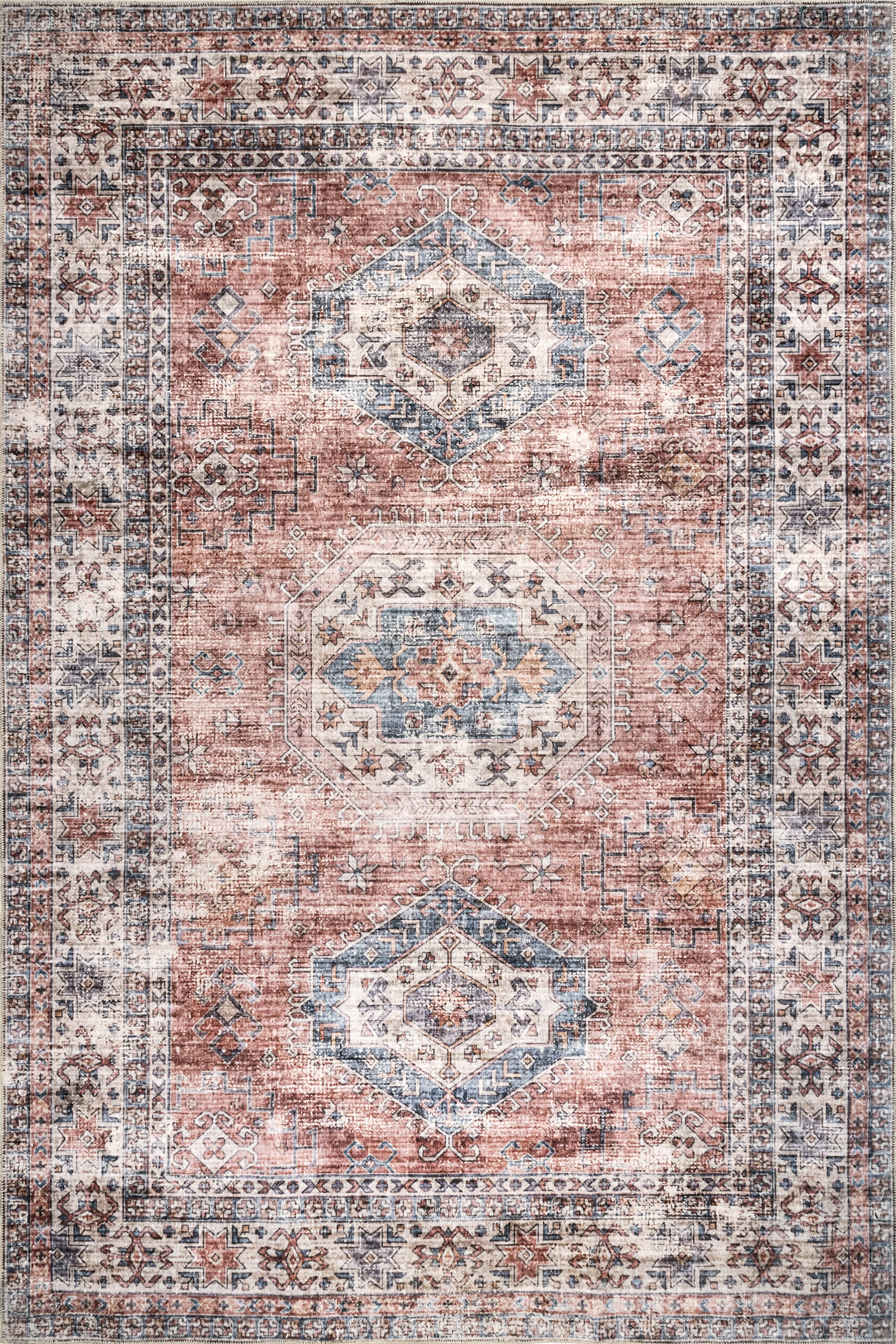Zia Persian Spill Proof Washable Rug | Brick