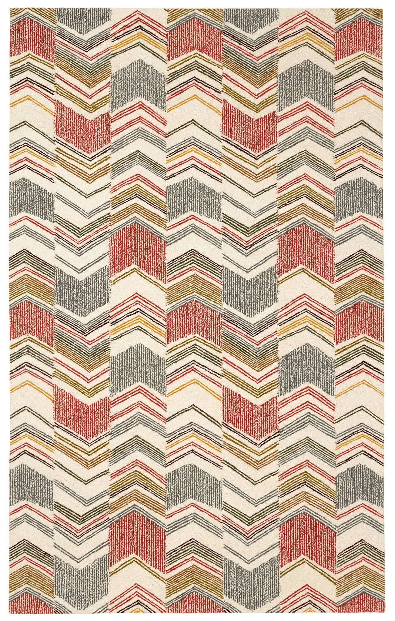 Zig Zag Hand Micro Hooked Wool Rug | Multi