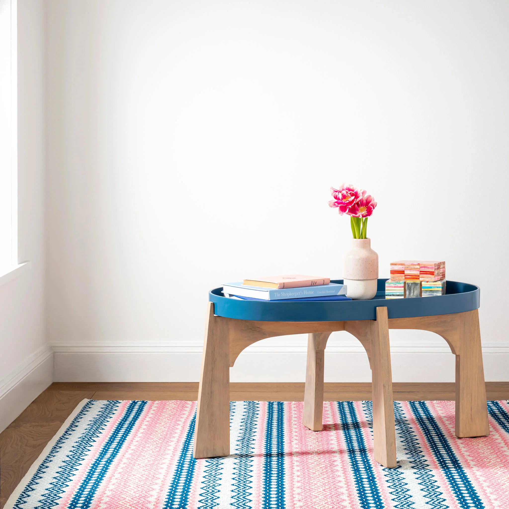 Zippie Stripe Handwoven Cotton Rug | Berry - Image 2