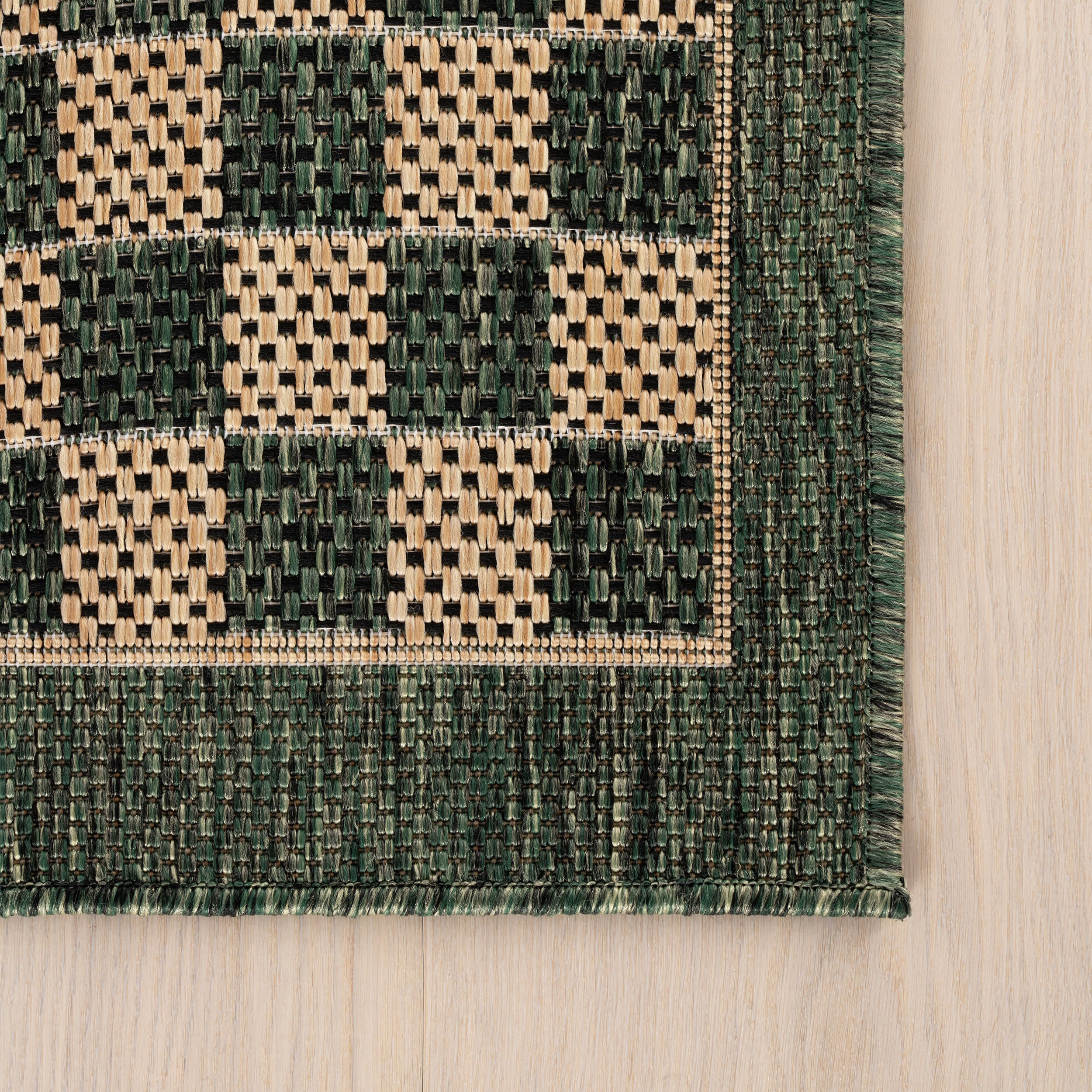 Zyrah Modern Checkered Indoor/Outdoor Rug | Green - Image 4