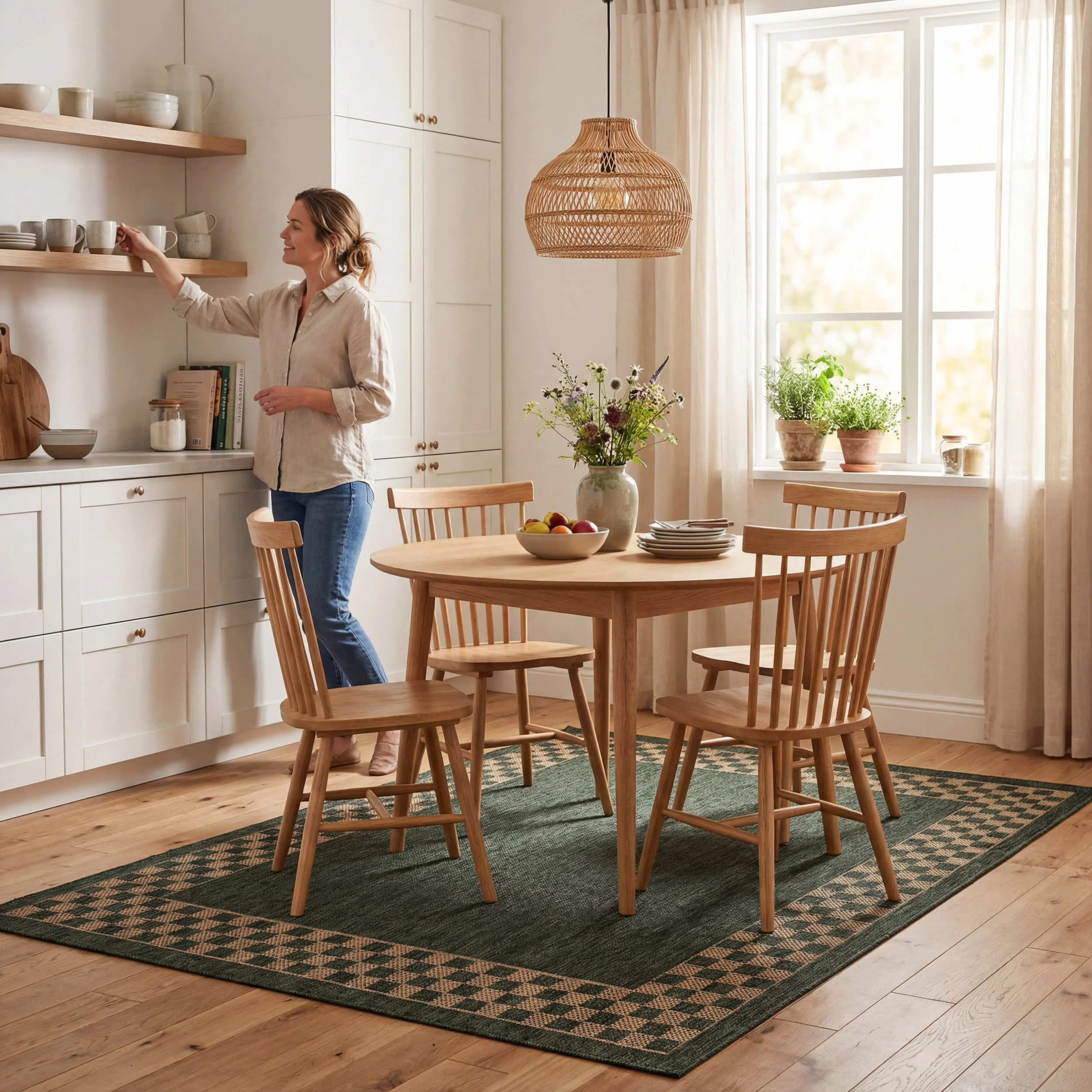 Zyrah Modern Checkered Indoor/Outdoor Rug | Green - Image 8