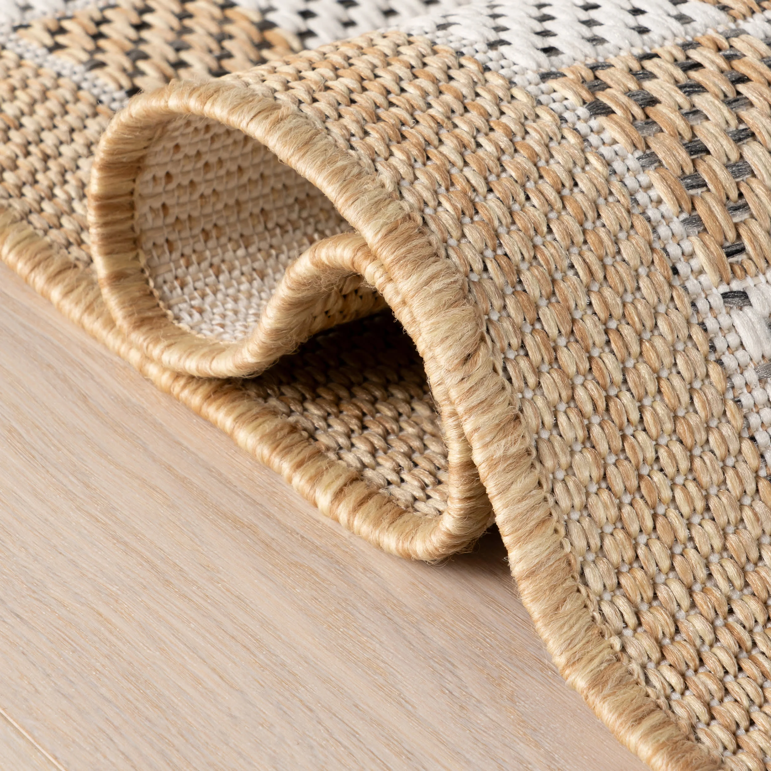 Zyrah Modern Checkered Indoor/Outdoor Rug | Ivory - Image 11