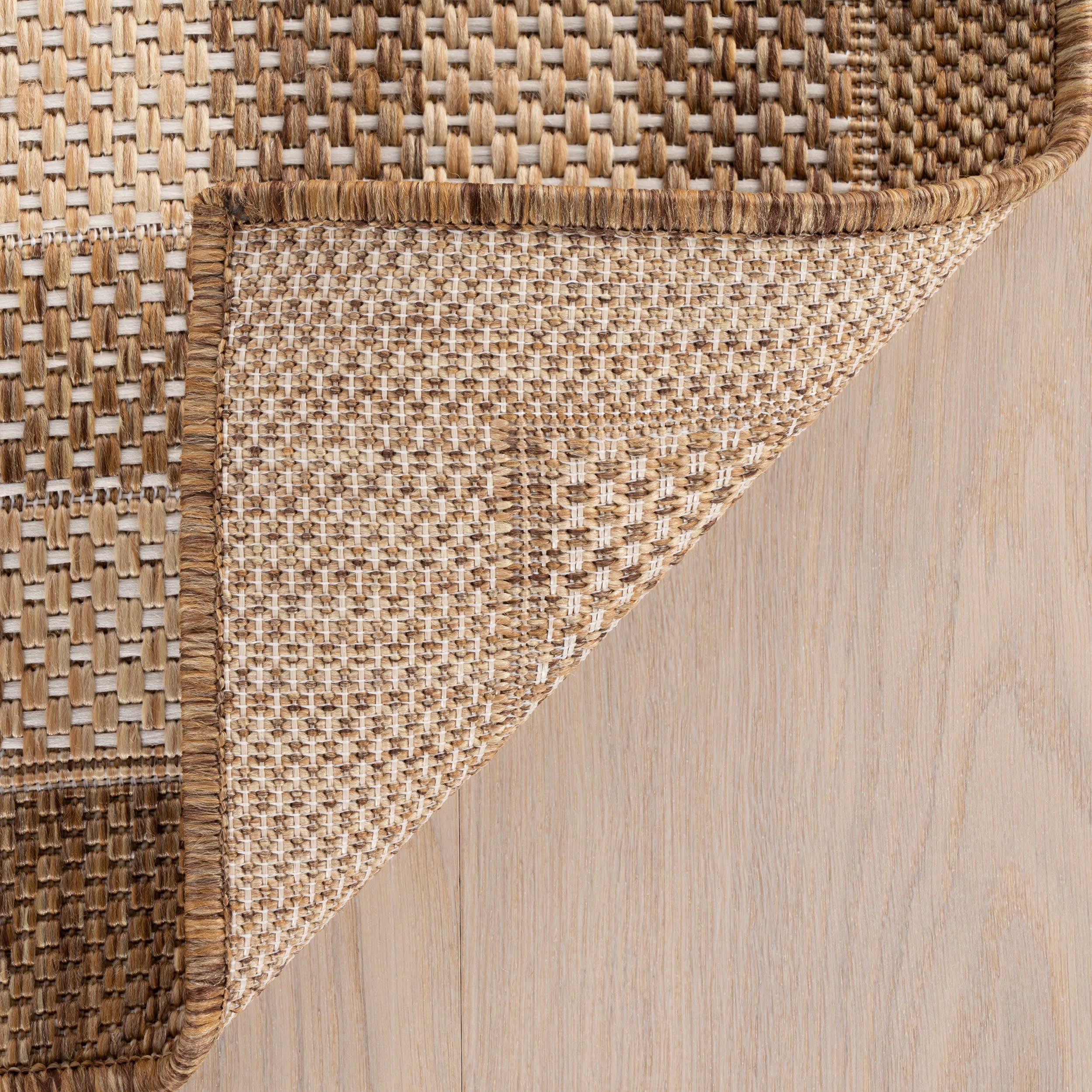 Zyrah Modern Checkered Indoor/Outdoor Rug | Natural - Image 8