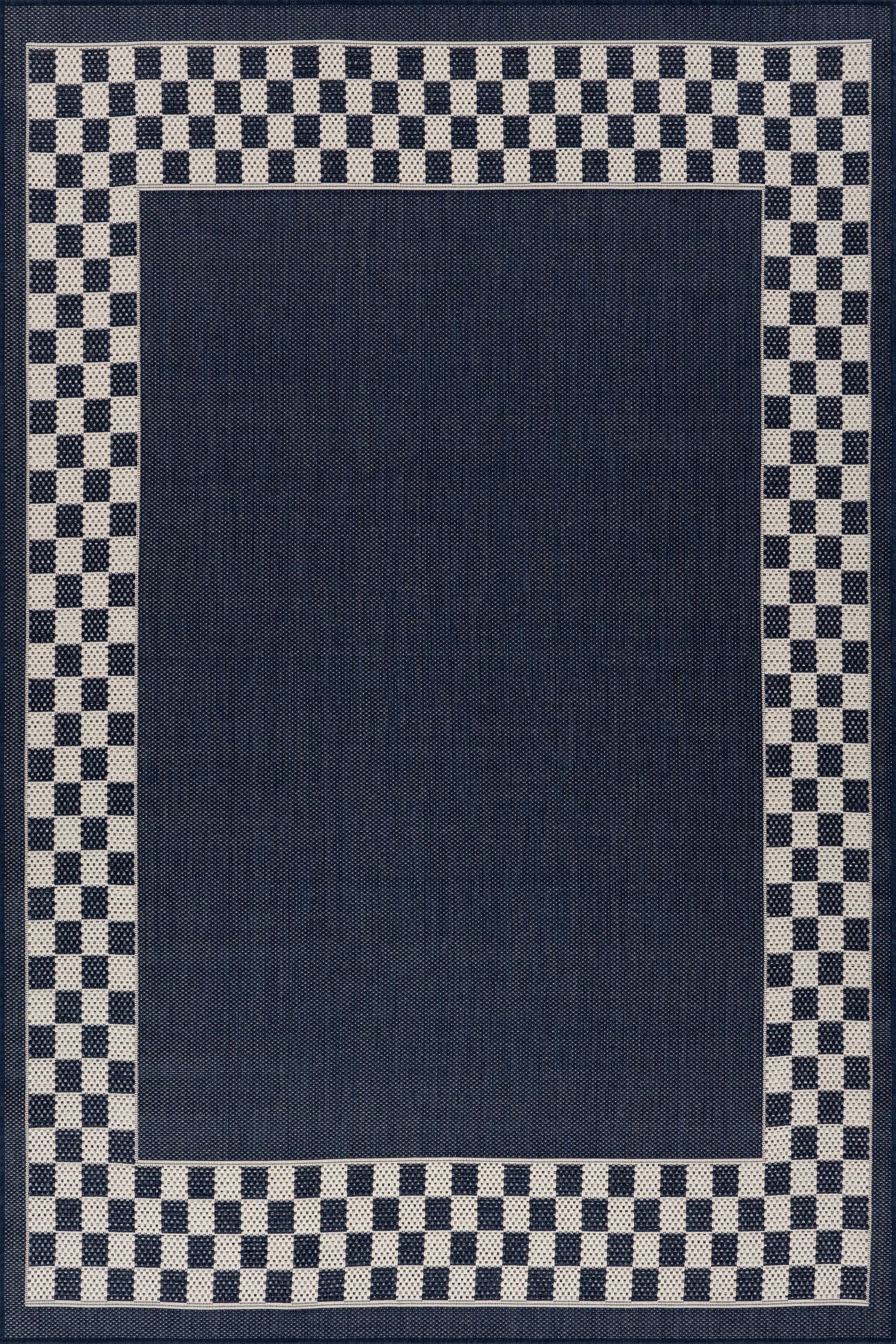 Zyrah Modern Checkered Indoor/Outdoor Rug | Navy